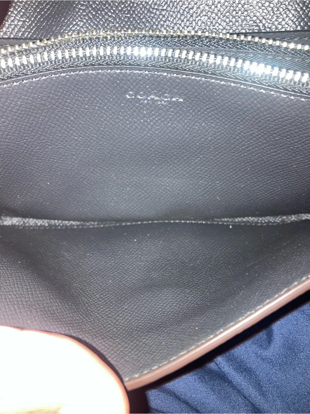 Coach Pebbled Leather Clutch in Light Gray with Silver Studs